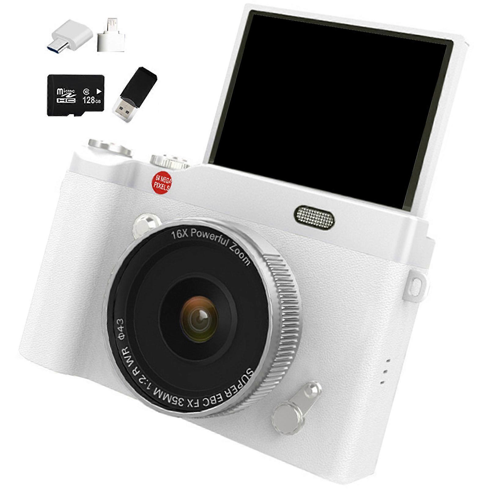 Portable 64MP Auto aligning Camera With Continuous Recording And Long For Travel  White