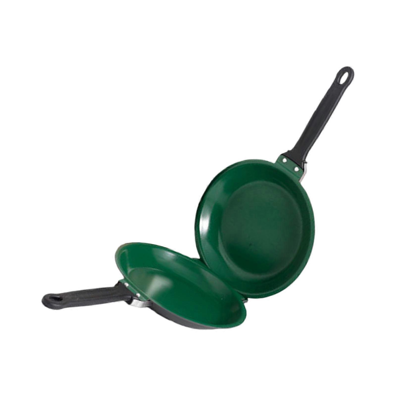 Foldable Frying Pan Duals Sided Breakfast Skillets With Ergonomic Handle For Quick Cooking And Easy Cleaning  Green