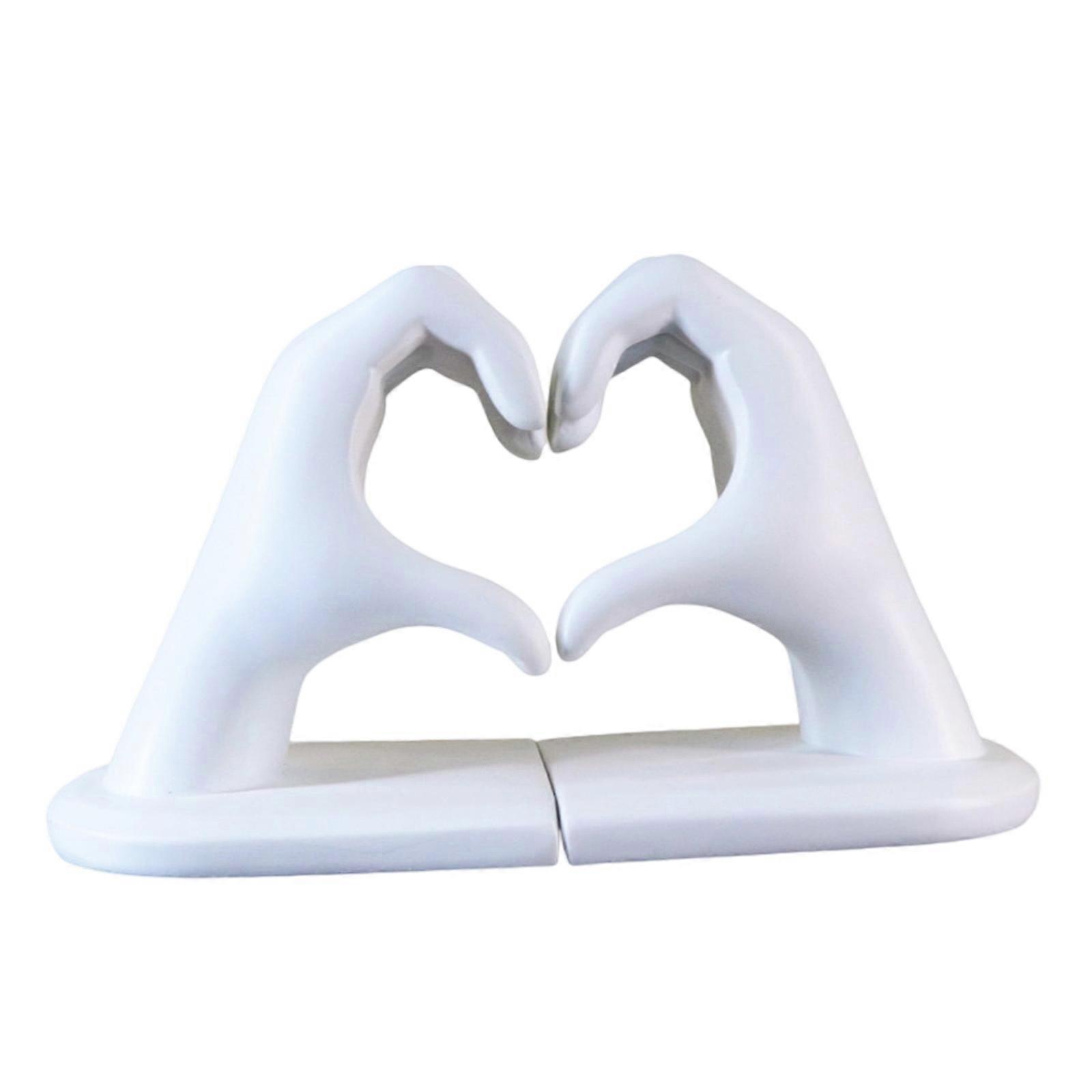 Contemporary Resin Love Hand Bookends Decorative Organizer For Bookshelf Display Book Holders Multiple Color Optional  White