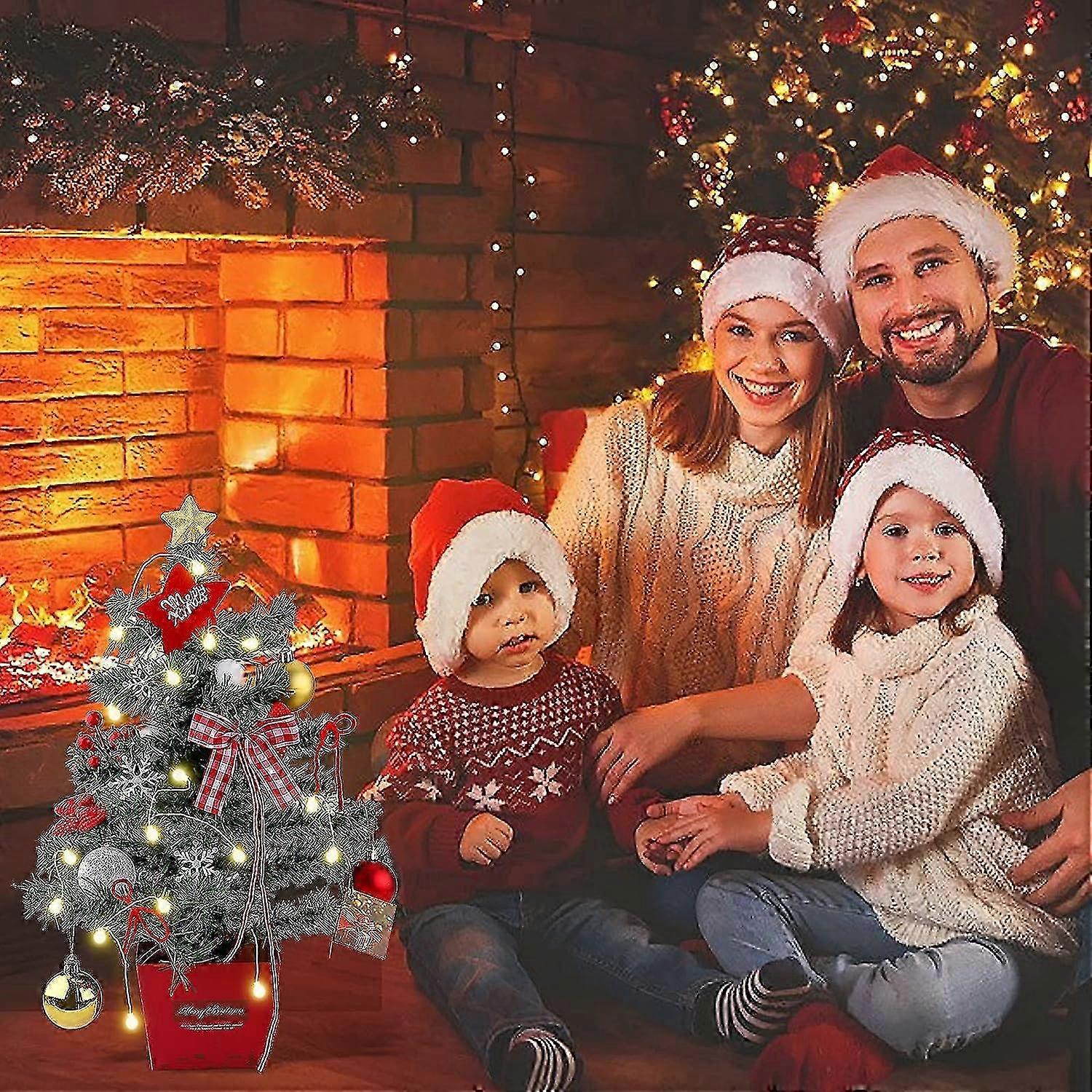 Tabletop Artificial Tree with LED Lights and Decor