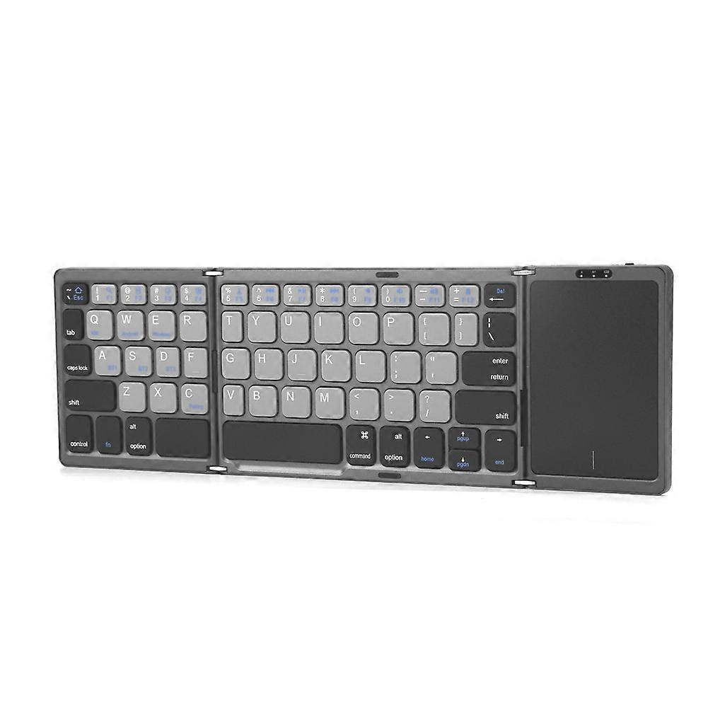 Foldable Bluetooth Keyboard with Touchpad Office Mini Wireless Storage Three Systems Universal Black&White
