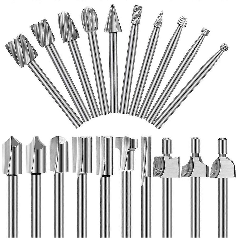 20Pc HSS Carving Bits Wood Engraving and Router Bit with 1/8in(3mm),Rotary Tools Accessories for DIY Woodworking,Carving