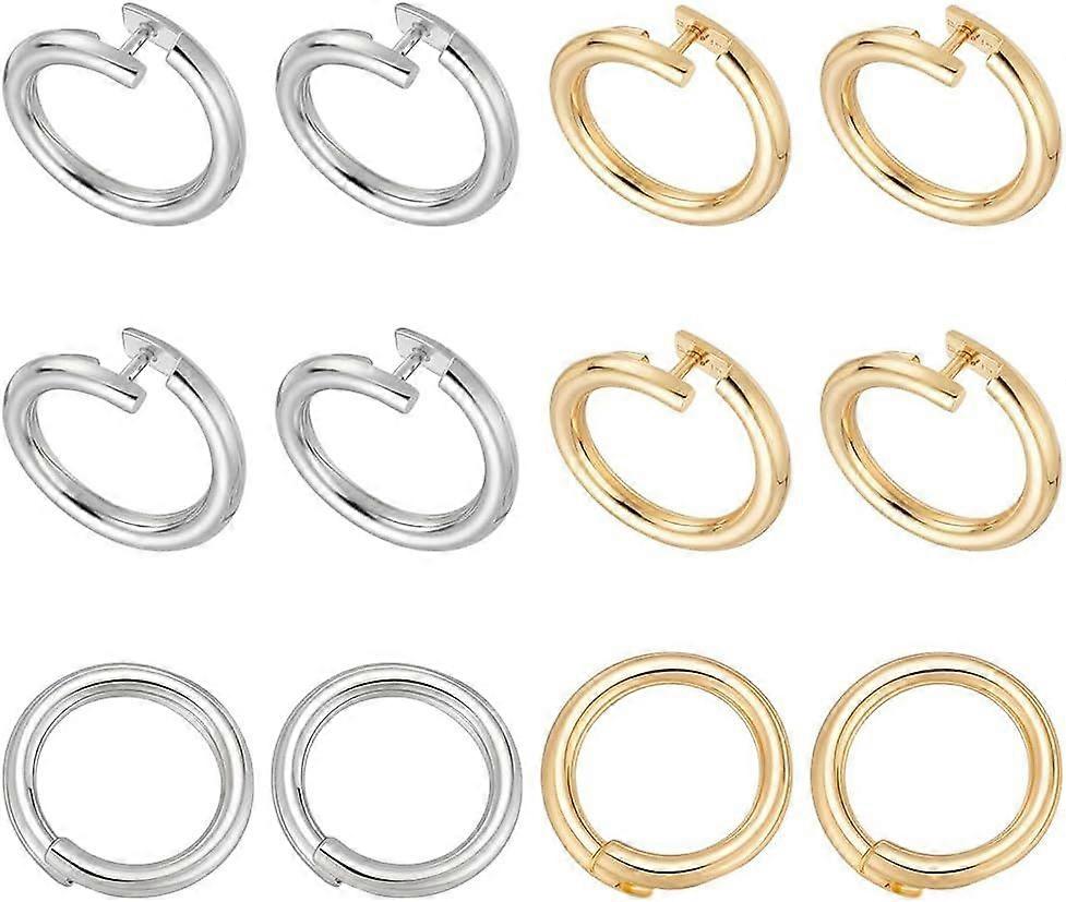 12pcs 14K Gold Plated Locking Jump Rings 12mm Round Locking Jump Rings Circle Clasp Open End Ring Connector for Necklace Bracelet Keychain Jewelry Mak