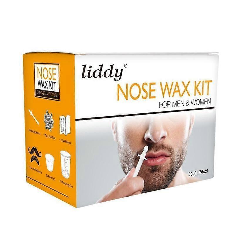 Kit de Depilação com Cera em Grãos Liddy para Pelos do Nariz e Sobrancelhas, 50g, Sem Papel, para Todos os Tipos de Pele, Cera Quente com Copos e Bastões