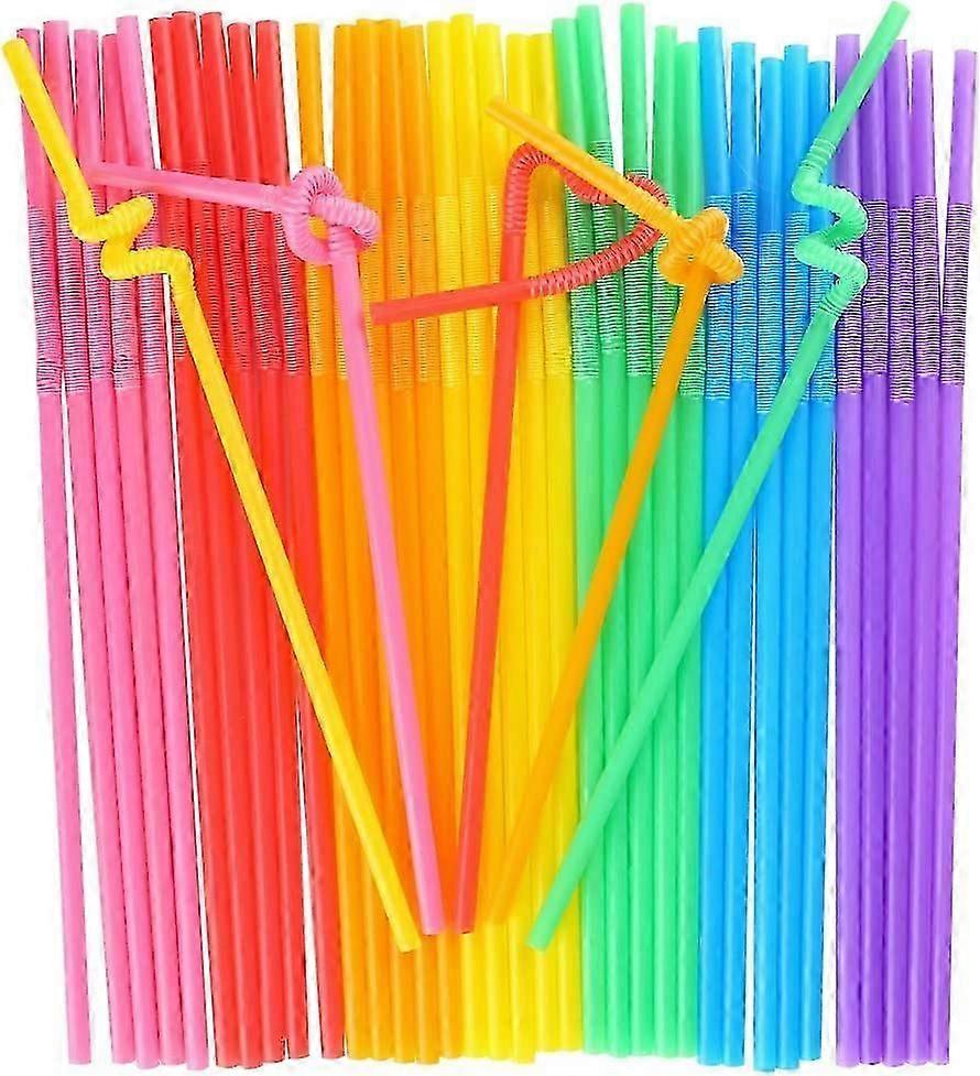 100 count flexible straws disposable extra long party decorations