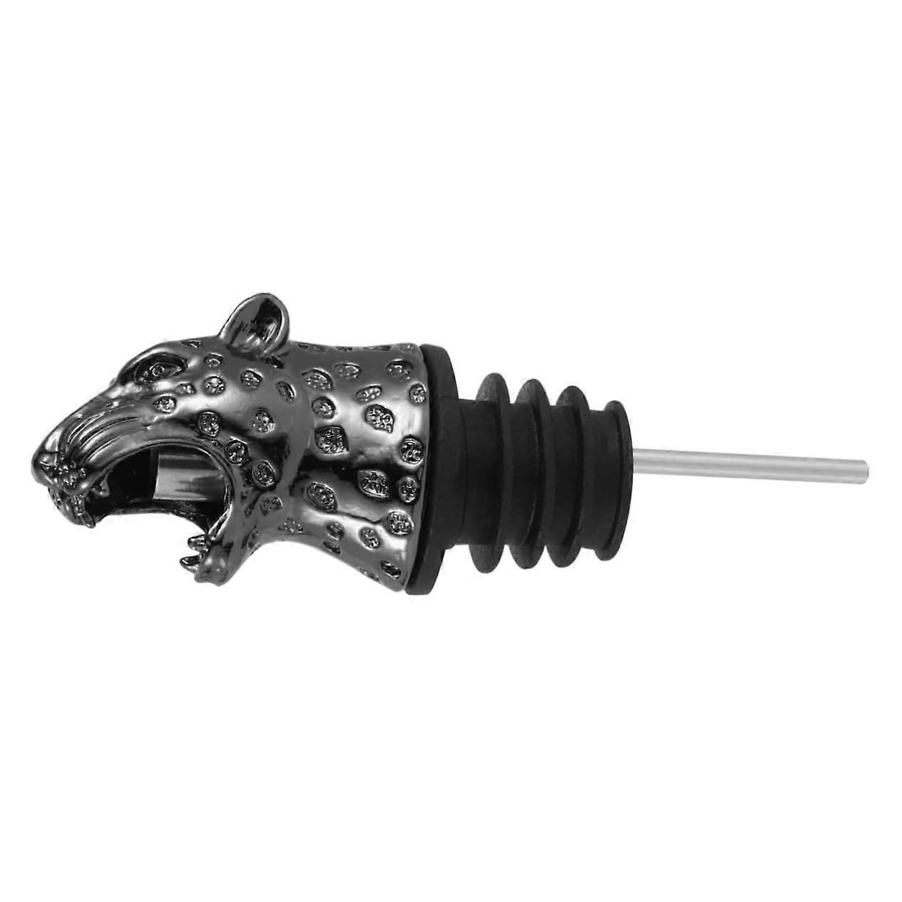 Leopard Wine Pourer and Stopper Alloy Bottle Cap Reusable Beverage Seal for Home Parties