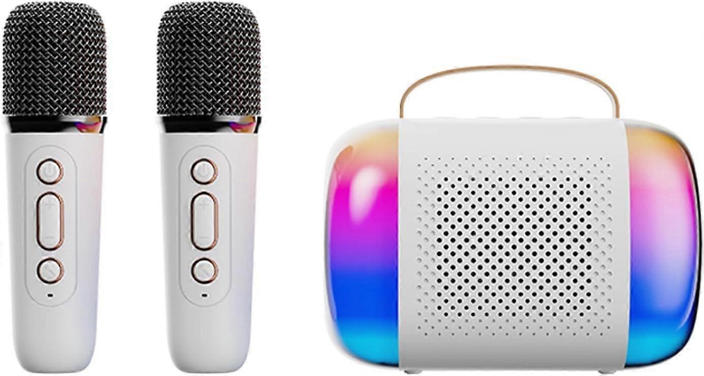 Mini Karaoke Machine for Kids Adults, Portable Bluetooth Speaker with 2 Wireless Microphones