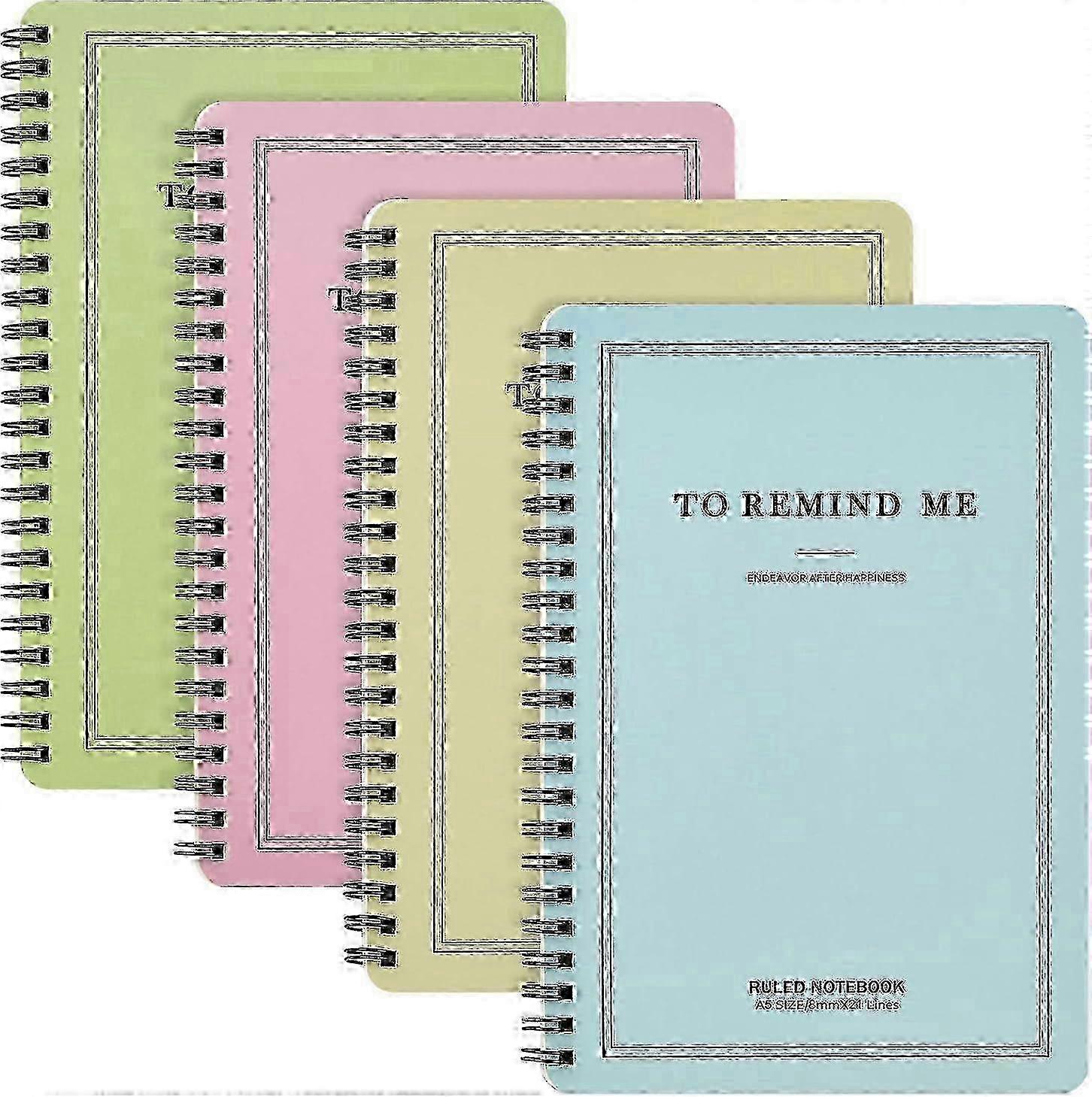 4 pieces of 8.26 x 5.9 inch (A5) color spiral notebook, themed college notebook, suitable for office, school students and home use, 60 sheets/bo