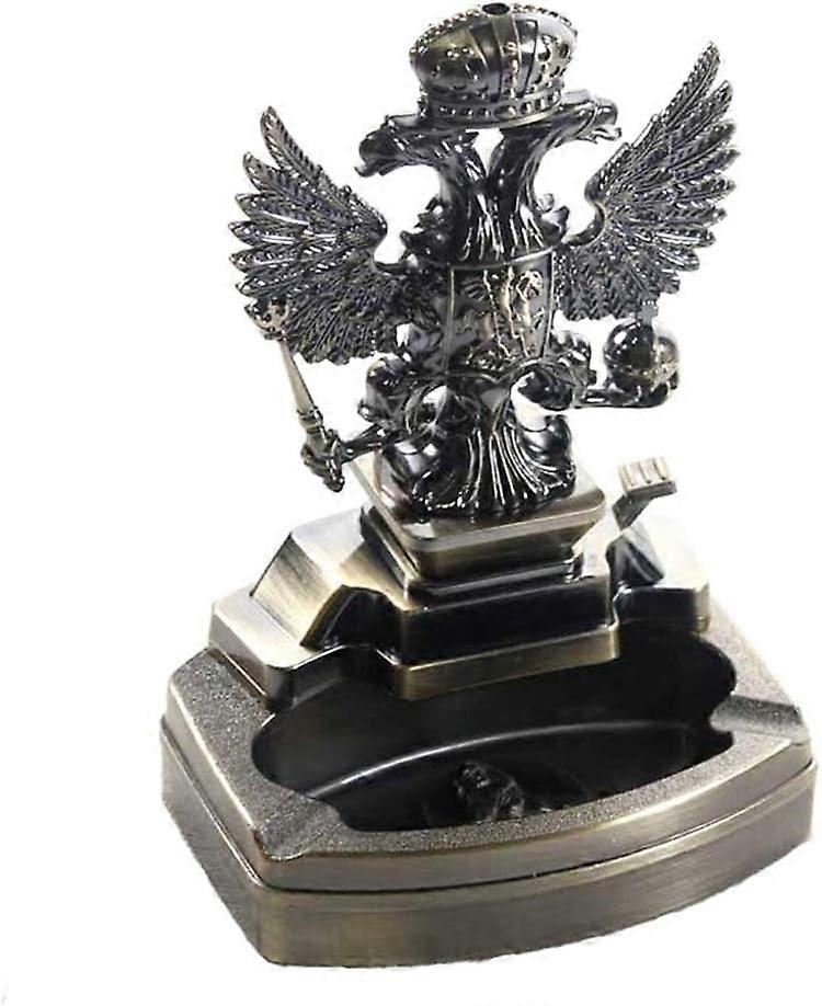 Decorative Cigarette Ashtray Bronze Eagle Shape 2 in 1 Refillable Butane Lighter Set