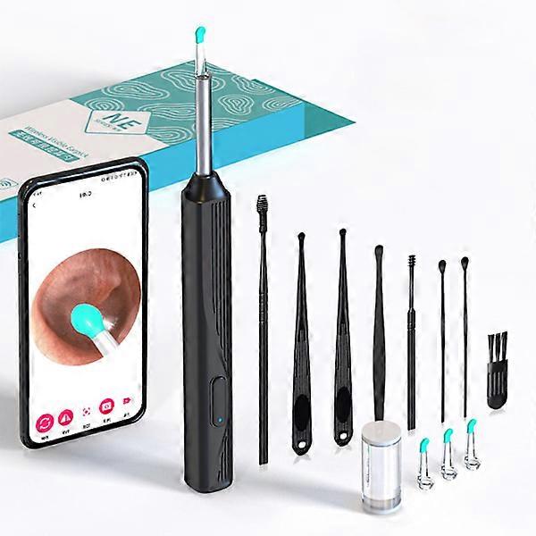 8pcs 1080P Wireless Ear Endoscope Ear Cleaning Tool Black 8-pack