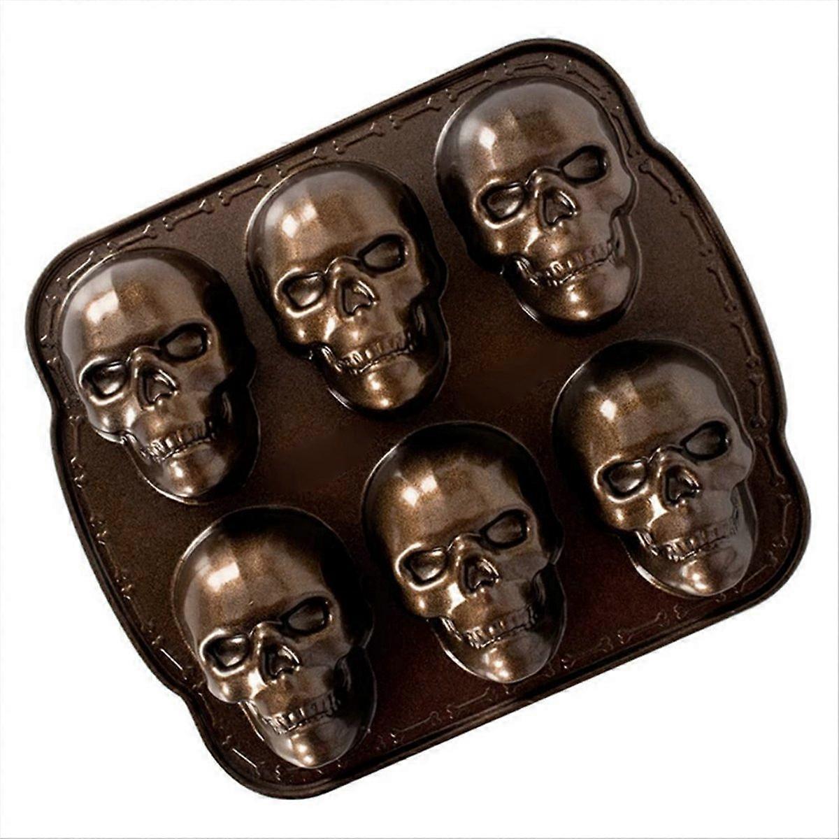 Ware Halloween Bakeware, Haunted Skull Cakelet Pan, Bronze