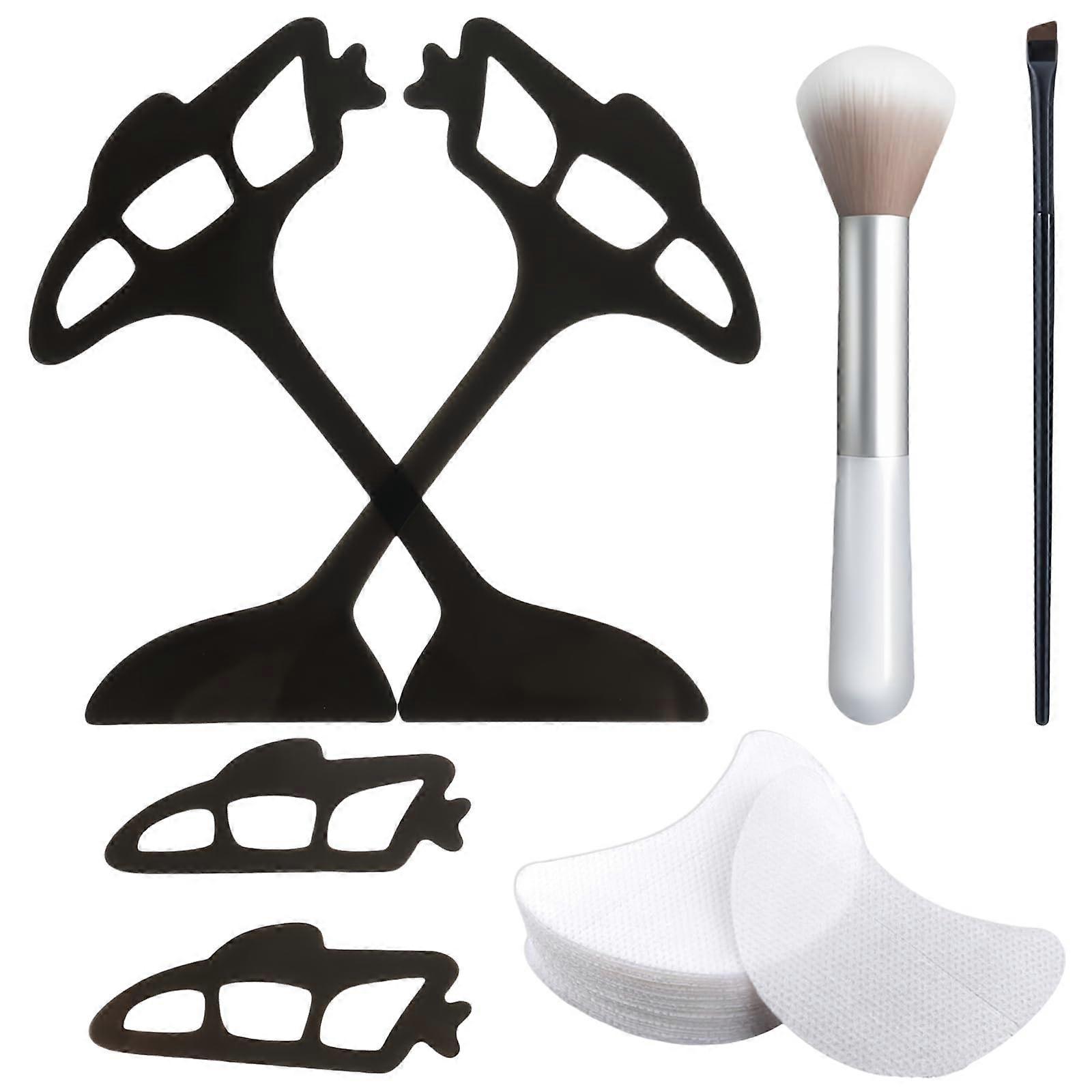Reusable Eyeshadow Stencils Kit with Eyeliner Brush for Precise Eye Makeup and Fallout Protection