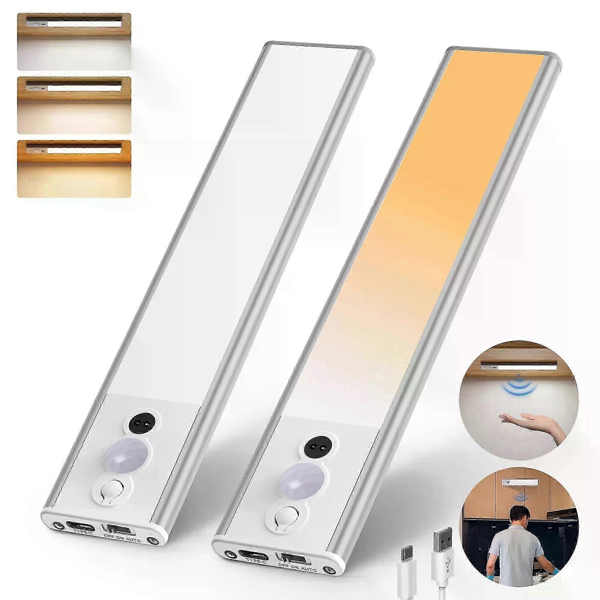 1PC/2PCS LED Motion Sensor Cabinet Lights No Tools Required Adjustable Brightness Suitable for All Cabinet Types
