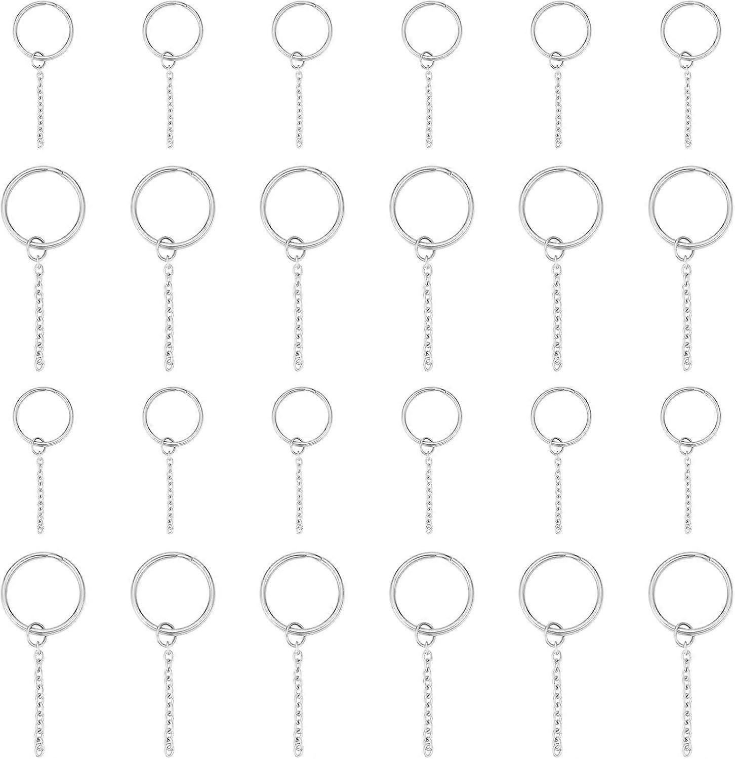 20pcs 2 Sizes 20mm/28mm Split Key Ring Clasps 304 Stainless Steel Key Split Chain Ring with Extended Cable Chains for DIY Crafts Key Ring Jewellery Ma