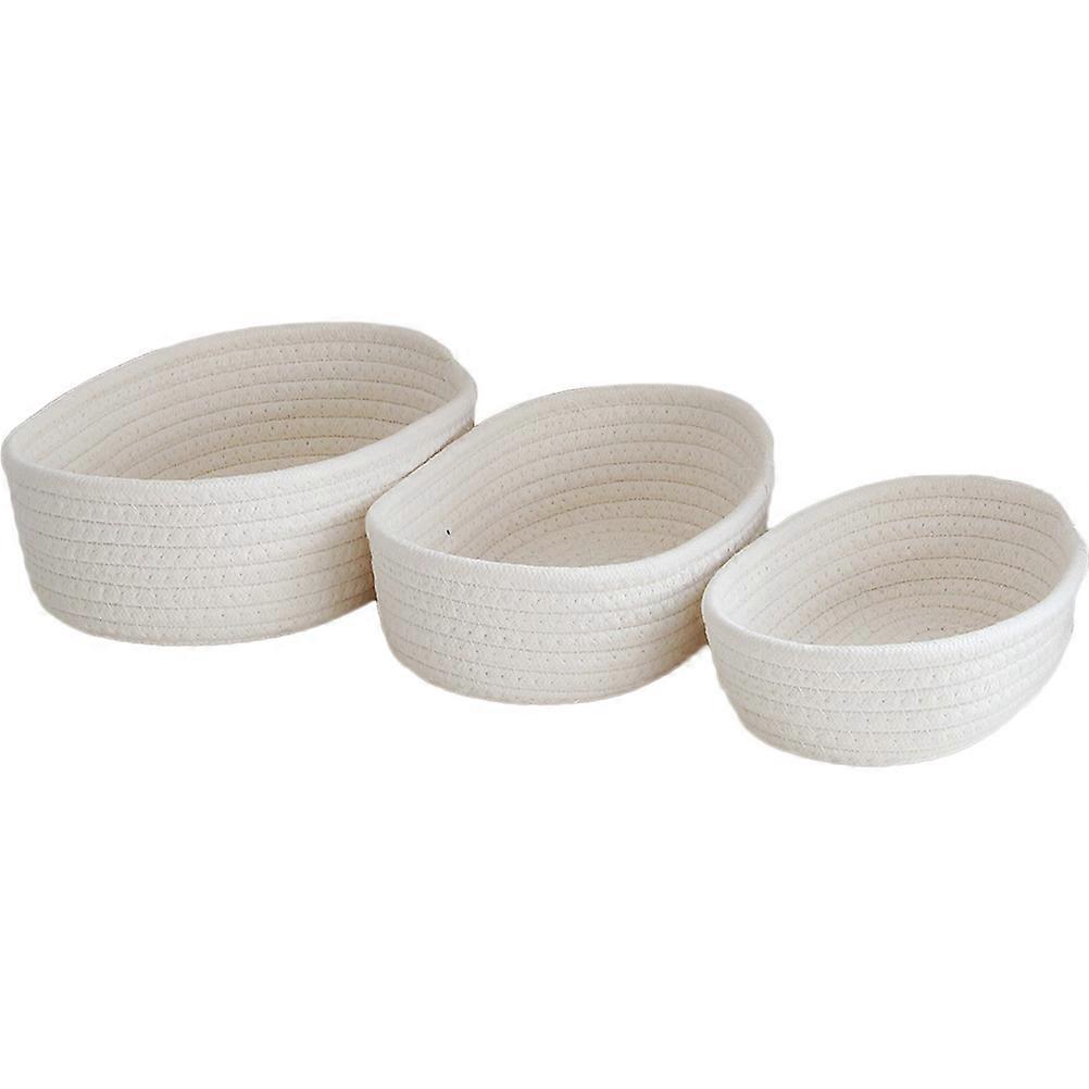 Handmade Woven Basket Storage Container for Sundries 3Pcs Set White