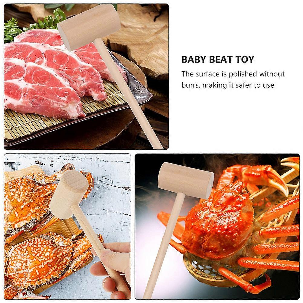 Educational Plaything Mini Wooden Cake Hammers For Children With Solid Mallet Pounding Function In Light Brown 20Pcs