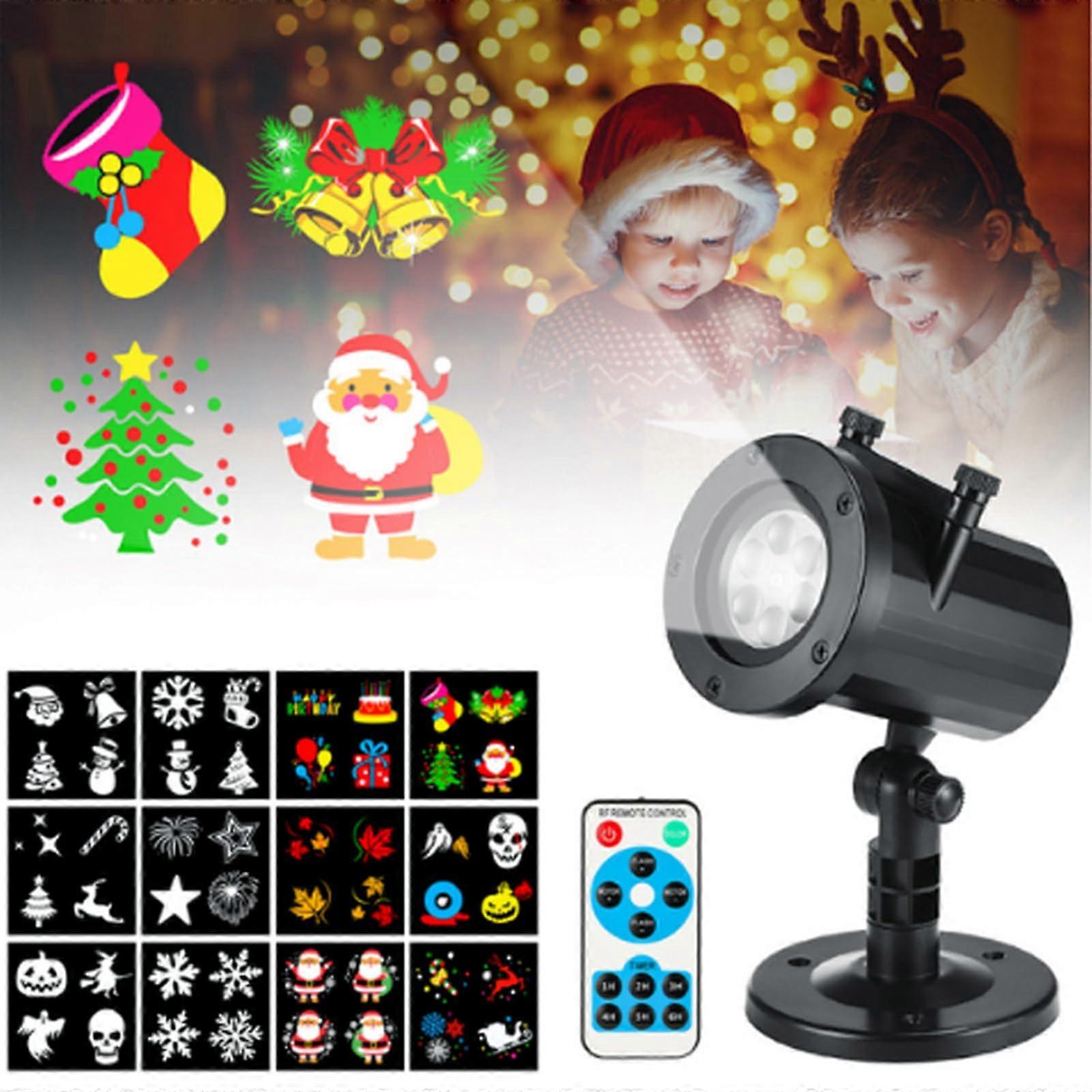 LED Christmas Projector Lights with 12 Slide Patterns, IP65 Waterproof and Remote Control Timer