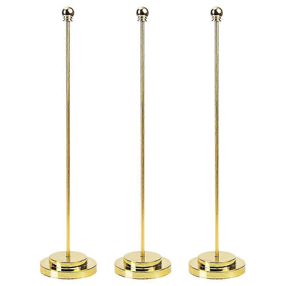 Golden Metal Flagpole Holder for Desktop Use 3Pcs Table Flag Base Stand Iron