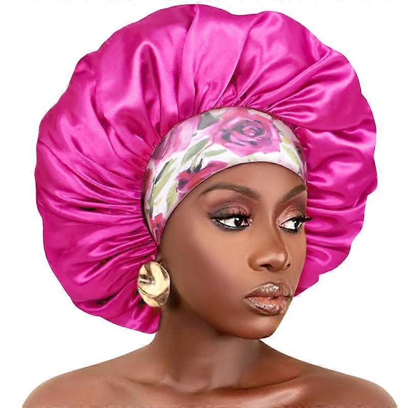 Bonnet de cheveux en Satin soyeux Extra Large pour femmes, bonnet de sommeil ��pais, bande ��lastique, bandeau africain, Turban �� fleurs, casq