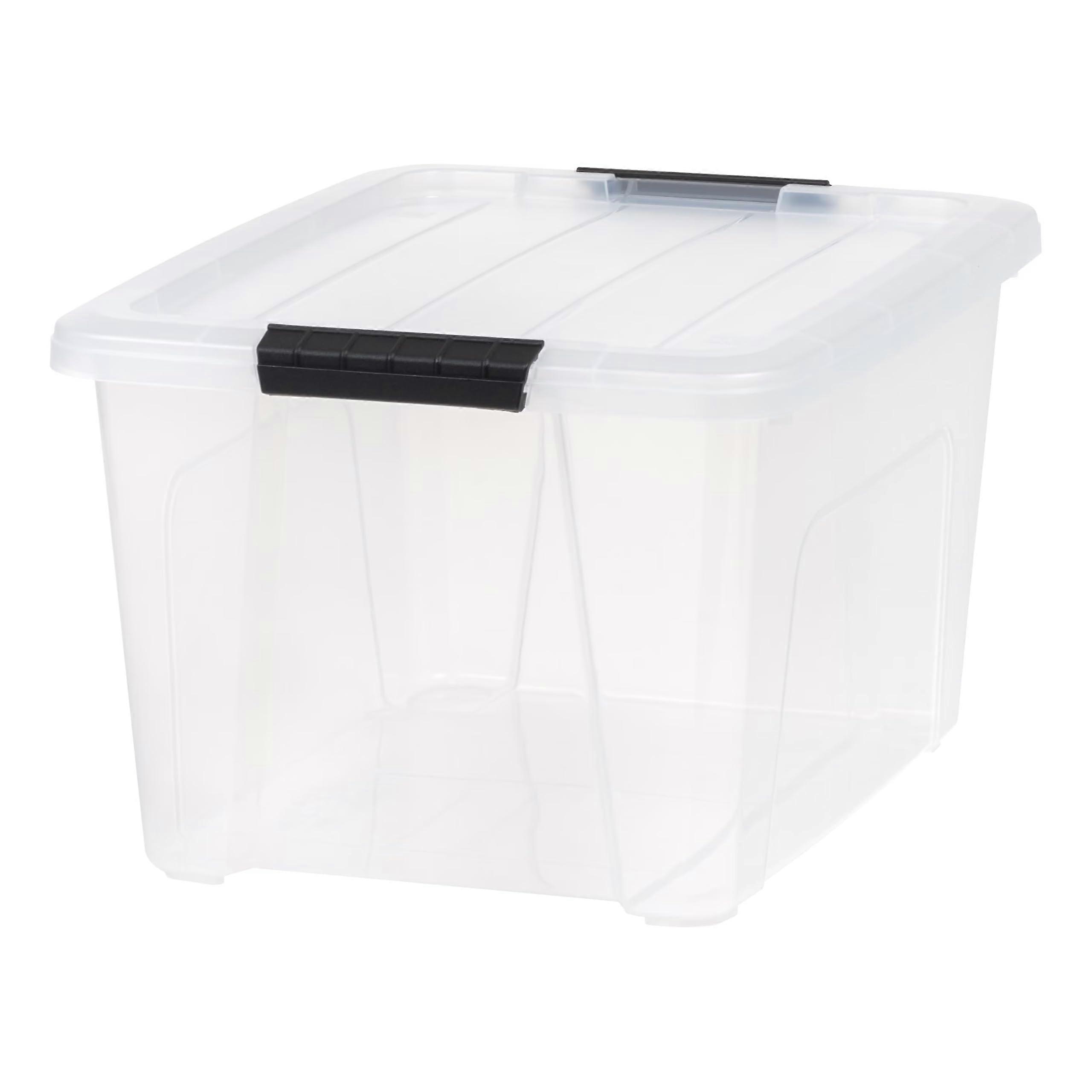 32 Quart Plastic Storage Bin with Lid, Clear Stackable Storage Container with Handles