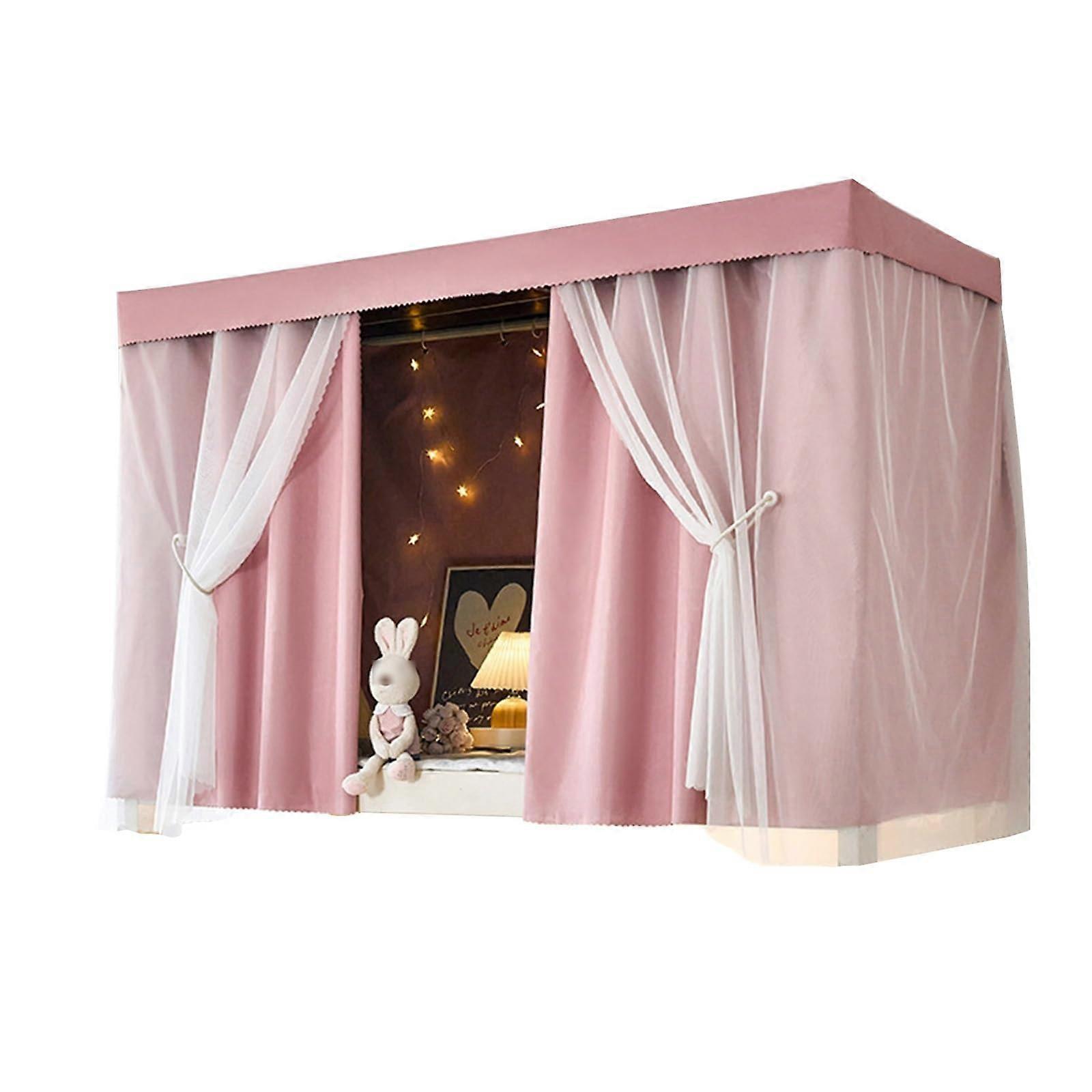 Bunk Bed Privacy Curtain Set with  Cover, Light Blocking Dorm Blackout Curtains Pink 1.2M