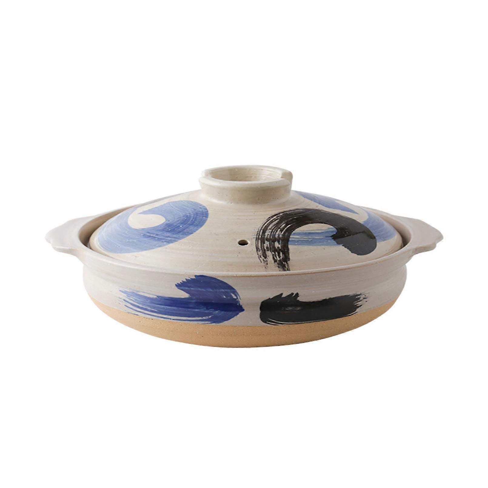 Donabe Clay Pot 1.2L Heat Resistant Japanese Casserole with Lid for Rice, Stew and Soup