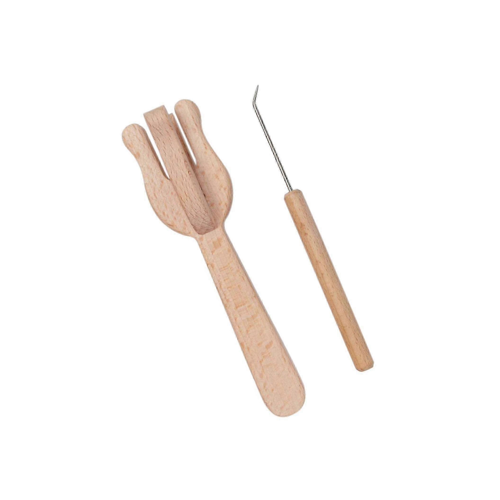 Knitting Tool Wood Fork Shape Hand For Loom Craft Multifunctional Weaving Tool