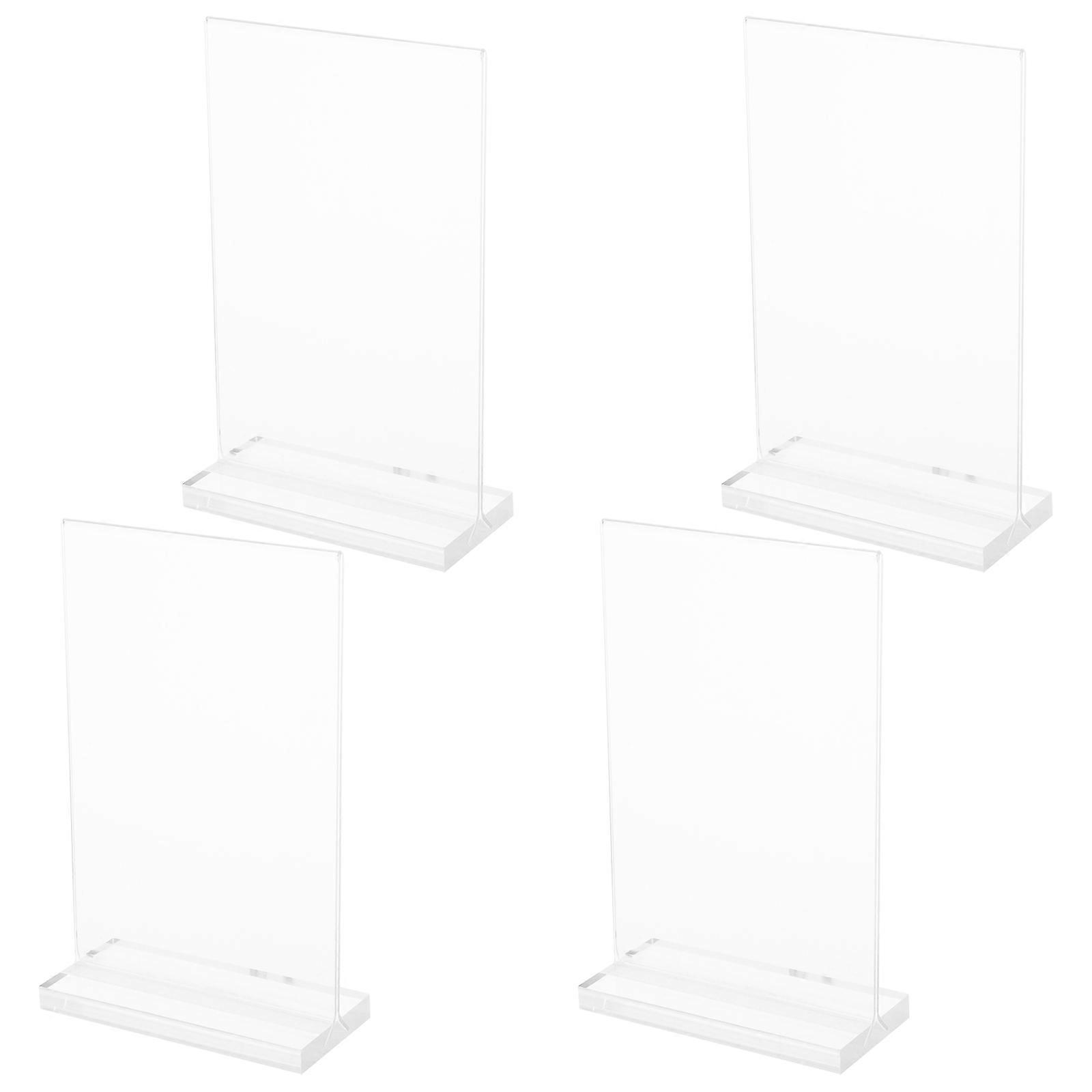 Acrylic Name Plate Clear Display Stand for Table Signs 4Pcs Pack