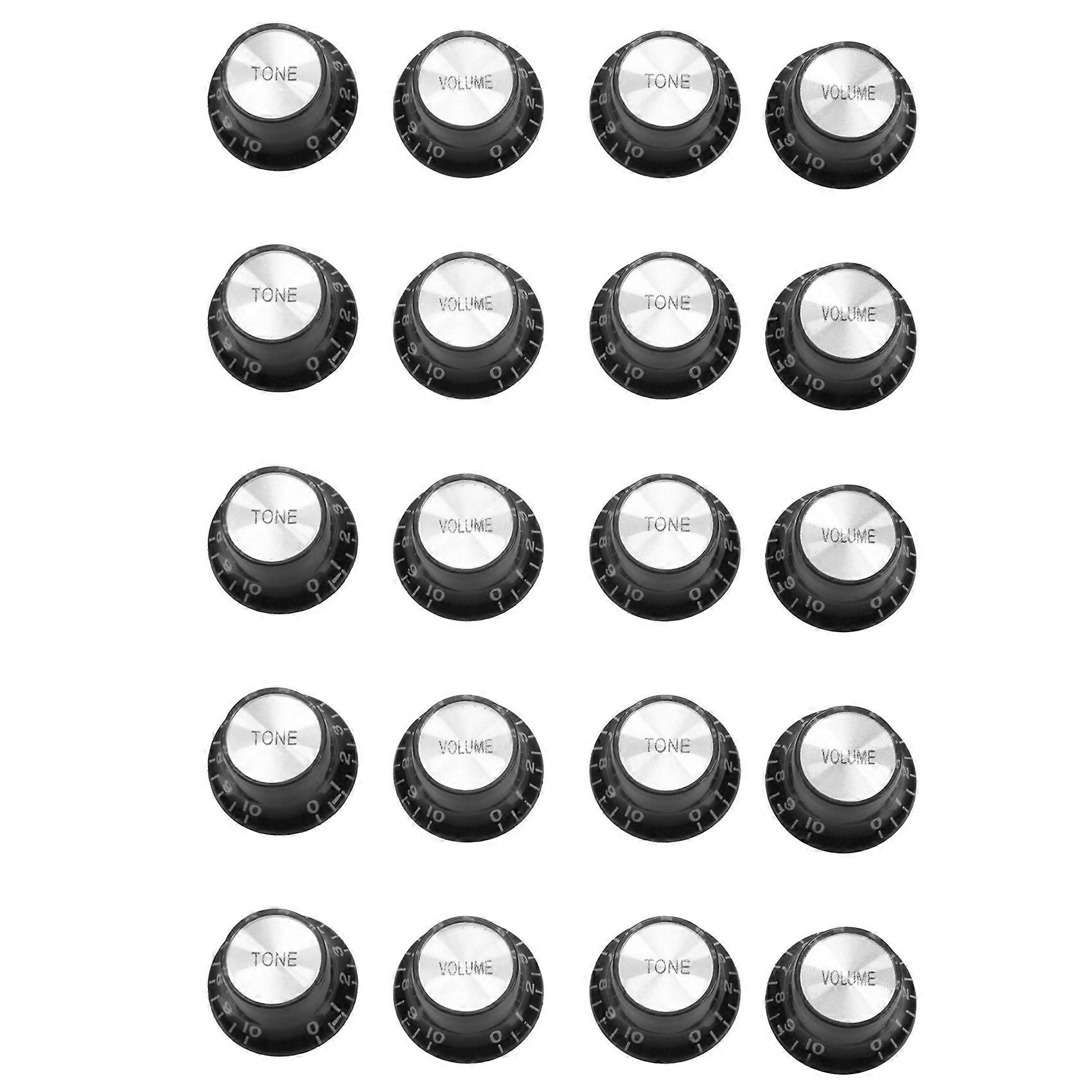 Guitar Knobs 10 Volumes and 10 Tones Silver Top Hat Bell