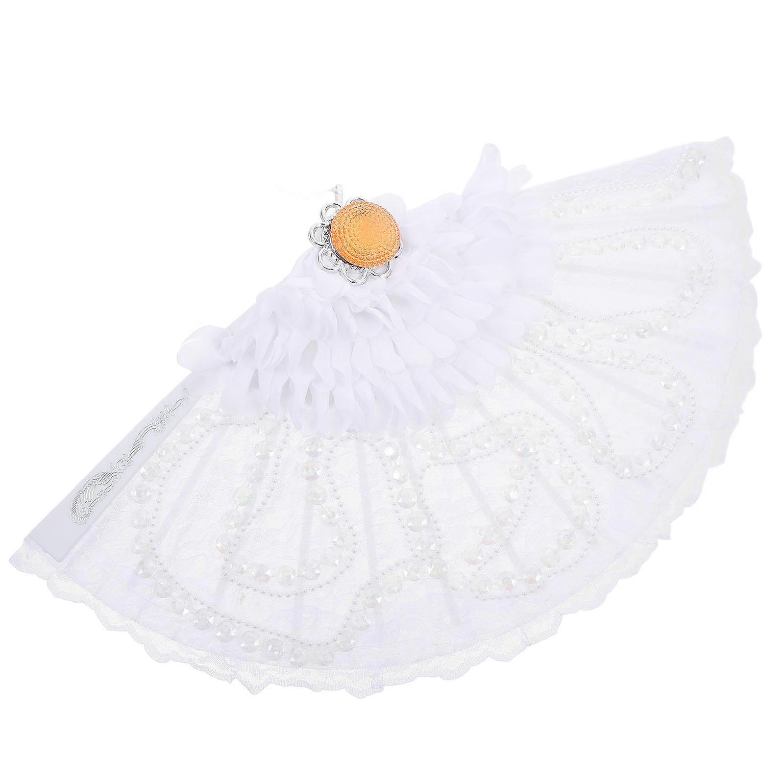 Plume Fan Folding Fan for Cooling Use White Material Handheld