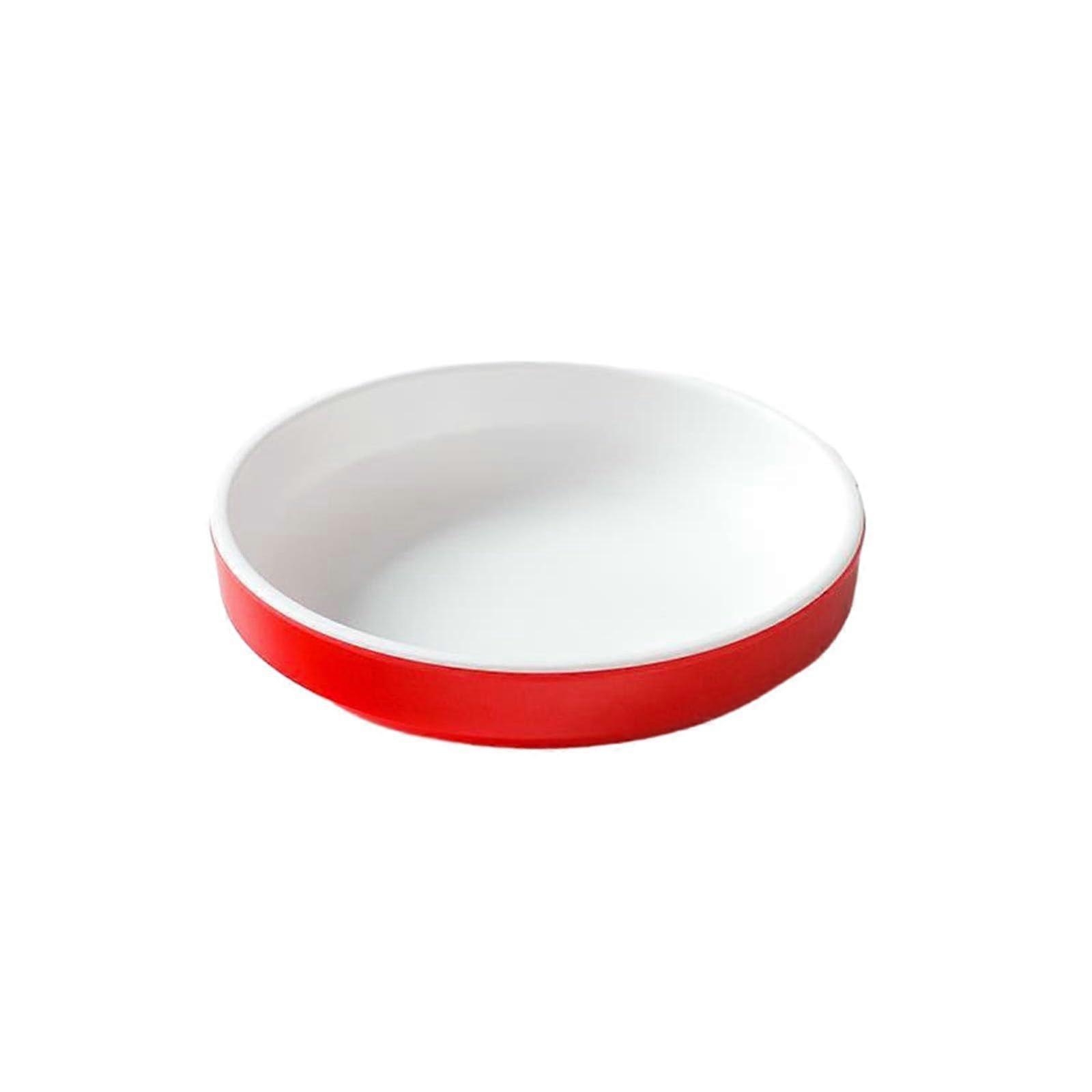 Red and White Ceramic Side Plate Microwave Dishwasher Safe Scratch Resistant Elegant Dinnerware