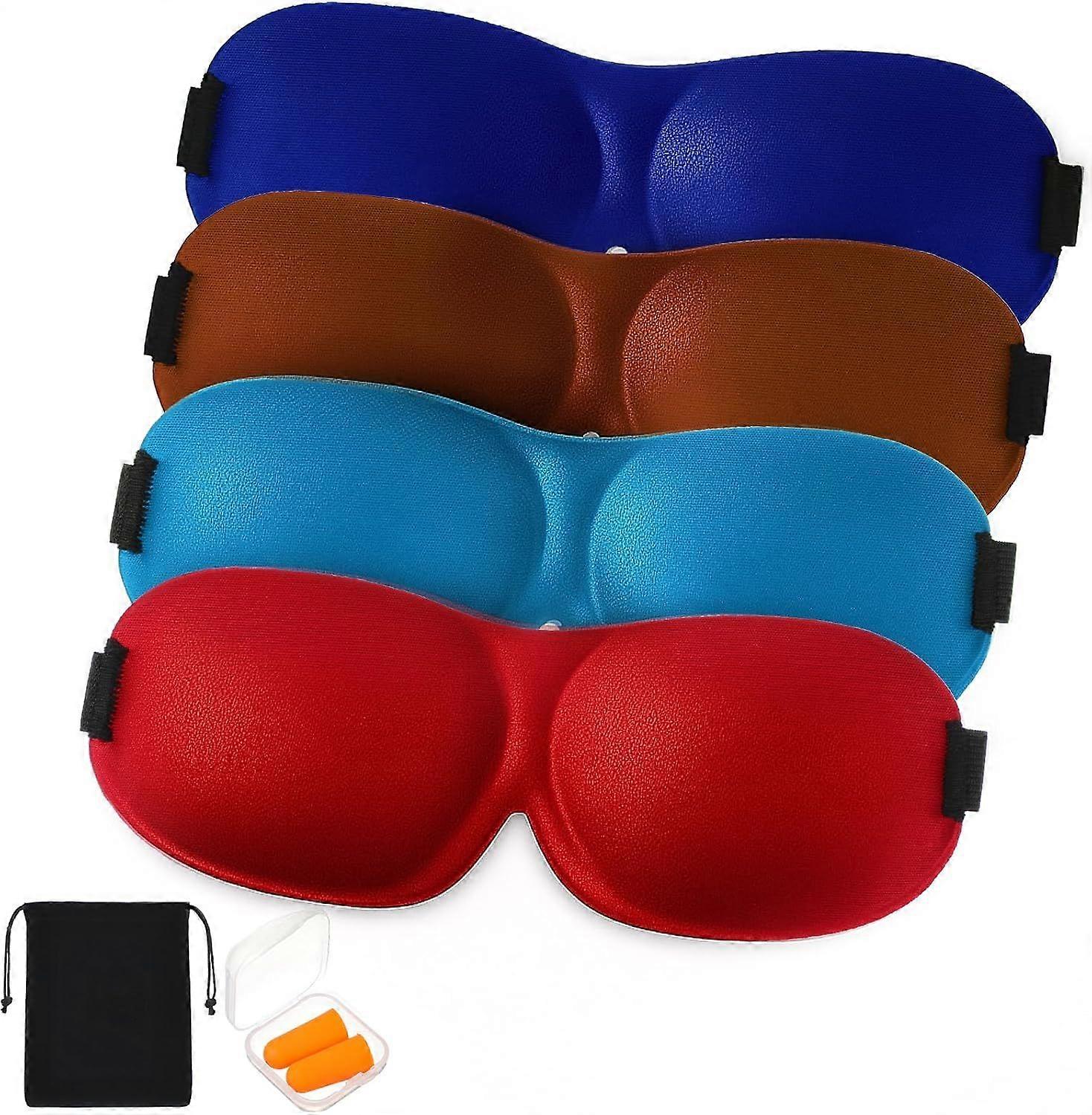 4 Pack Sleep Mask for Back and Side Sleeper, 4 Colors Soft Light Blocking 3D