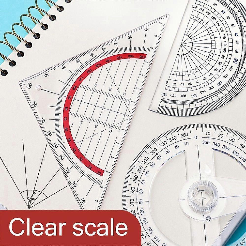 Professional Triangle/Half Round 180/360 Degree Protractor Plastic Transparent Drawing Ruler Angle Measure Tool Students Gift