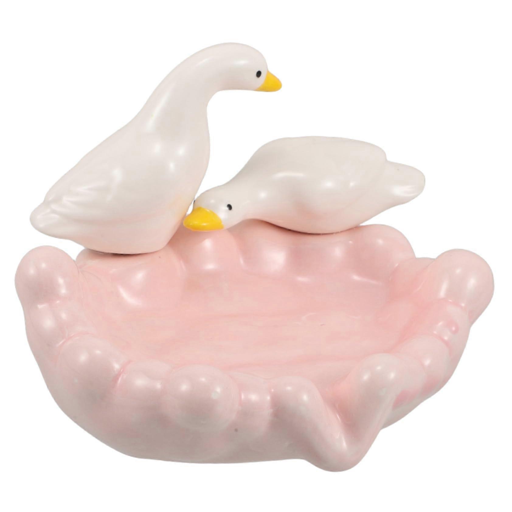 Ceramic Soap Dish with SelfDraining Design, Cute Duck Bathroom Soap Holder for Kitchen Sink Storage