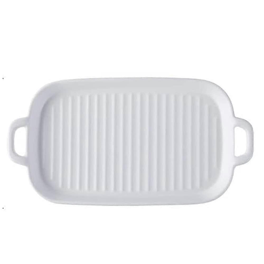 Large Deep Ceramic Lasagne Baking Dish Rectangular Oven Safe Roasting Tray with Large Capacity