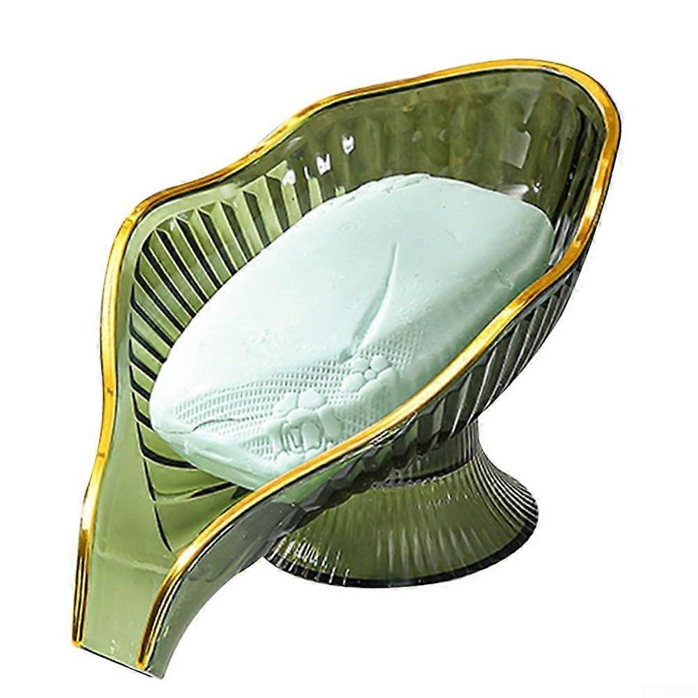 Leaf Shape Soap Dish and Holder with NonSlip Base, Keeps Soap Dry for Bathroom (Green)