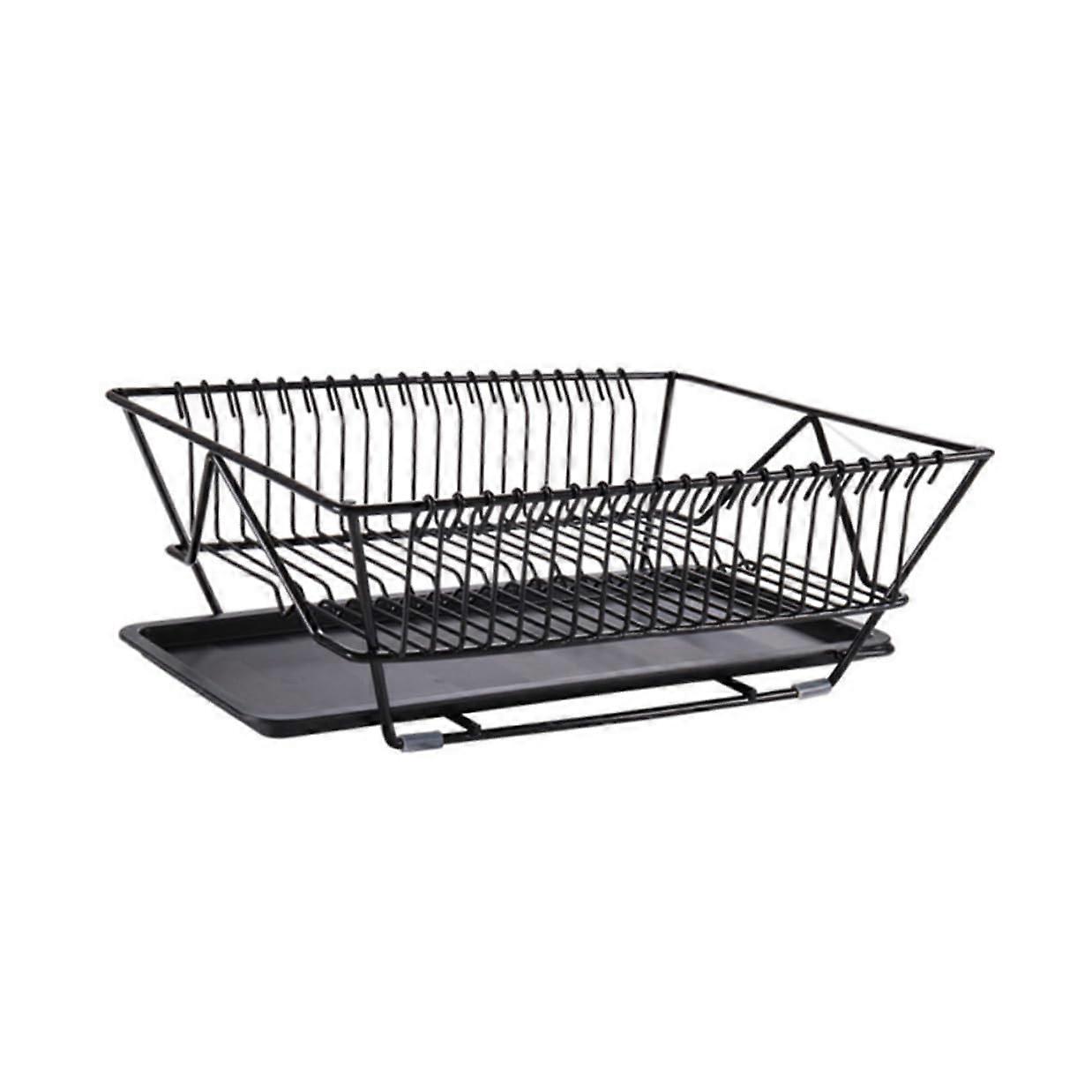 Dish Drying Rack with Drainboard, Rustproof Metal Frame, Large Utensil Holder for Kitchen Countertop