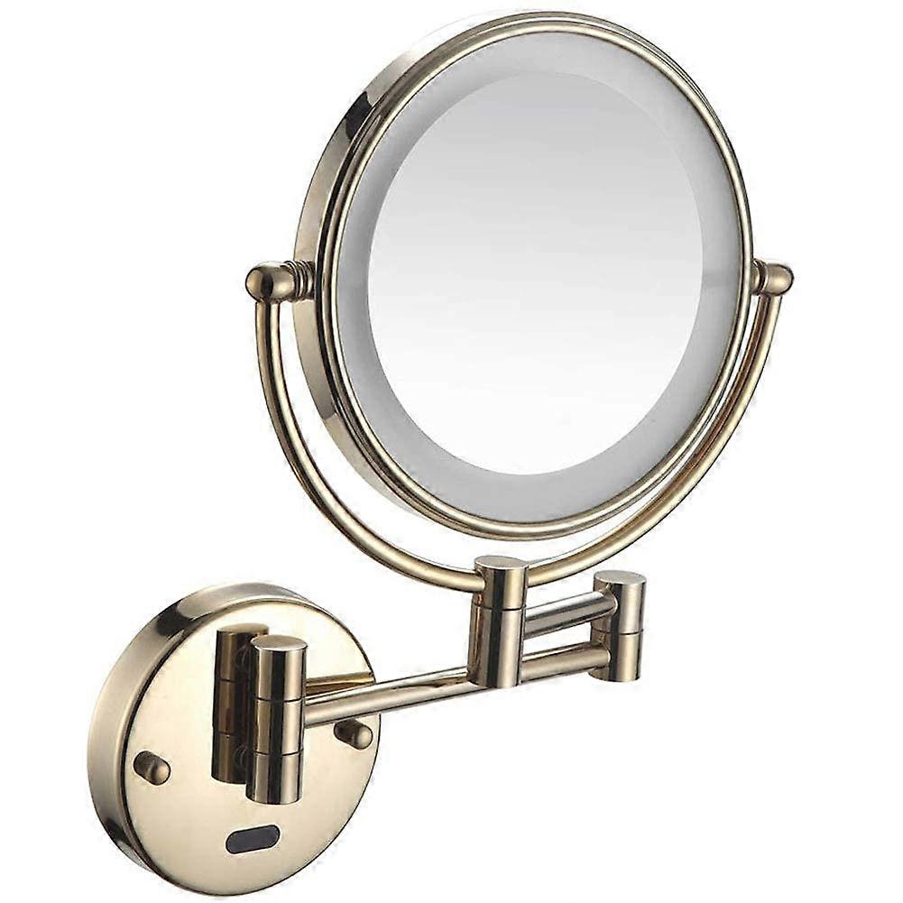 Wall Mounted Makeup Mirror with LED Light 5X Magnification Adjustable Extendable Arm for Bathroom