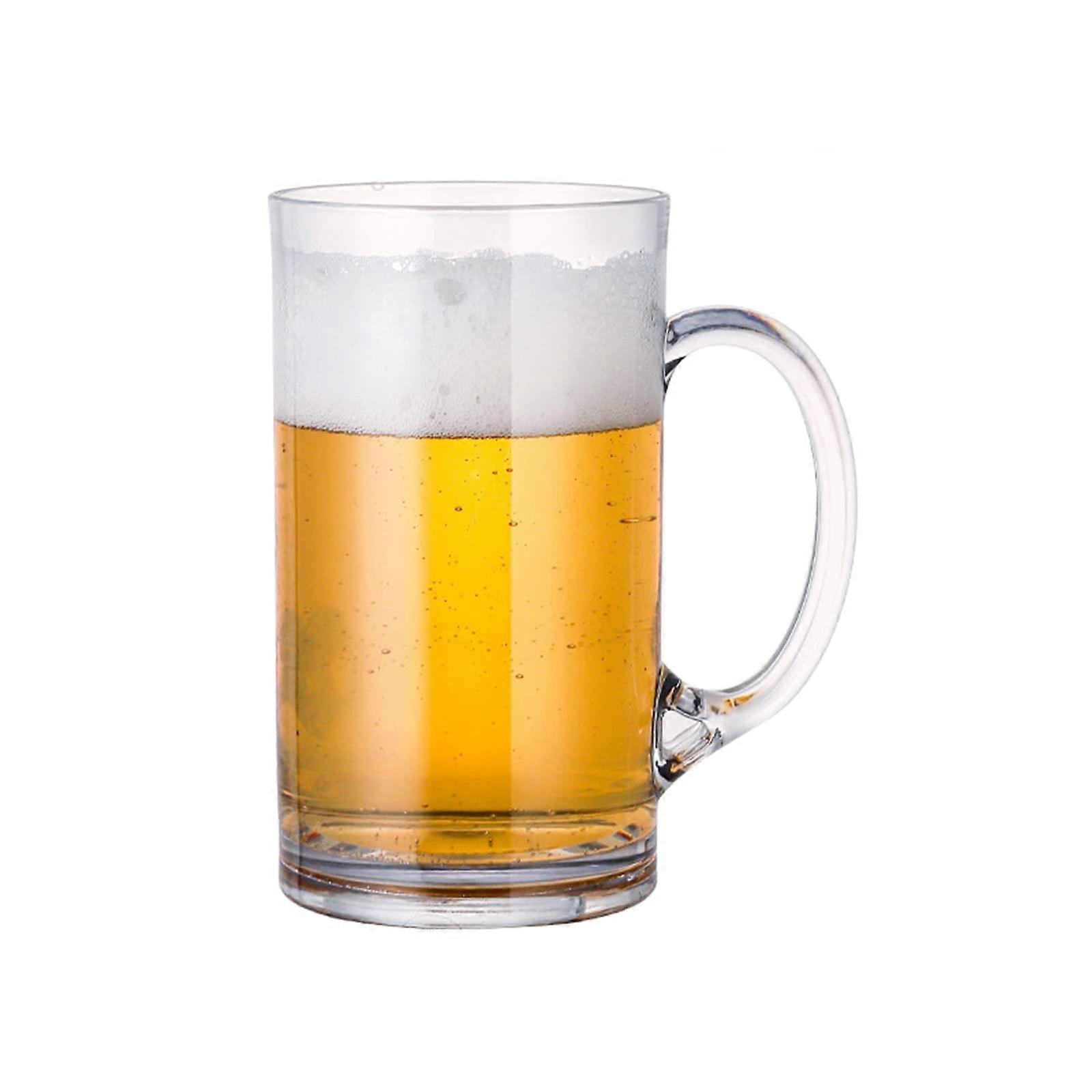 Unbreakable Beer Mug Shatterproof Acrylic Drinking Cup with Handle for Hot and Cold Beverages