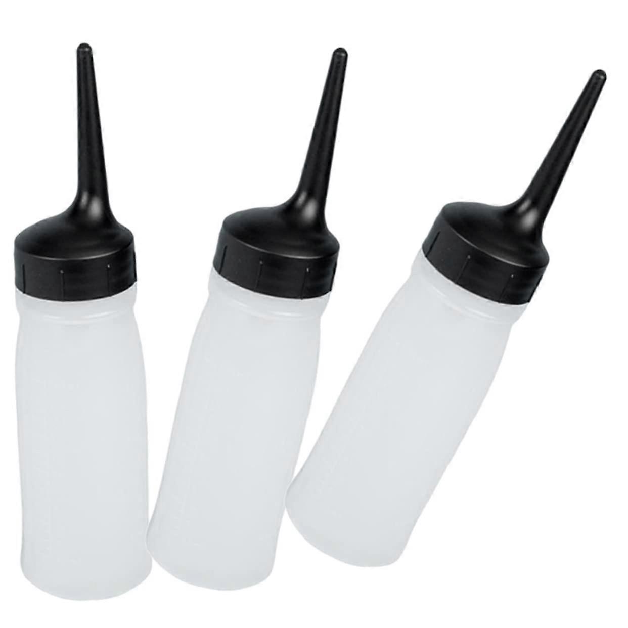 3pcs Hair Dye Applicator Bottles with Angled Tip and Measurement Scale for Precise Flow Control