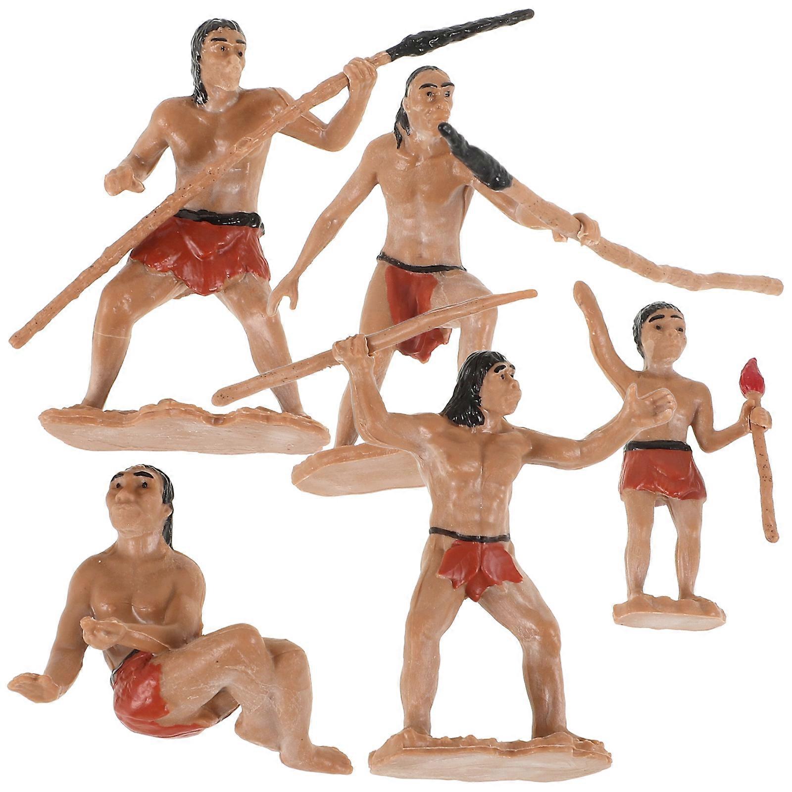 Primitive Men Hunting Scene Model for Simulation 5Pcs Resin Model Kit