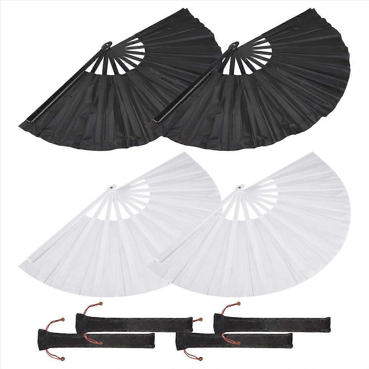 4 Pcs Large Folding Fan Silk Hand Fan (A)