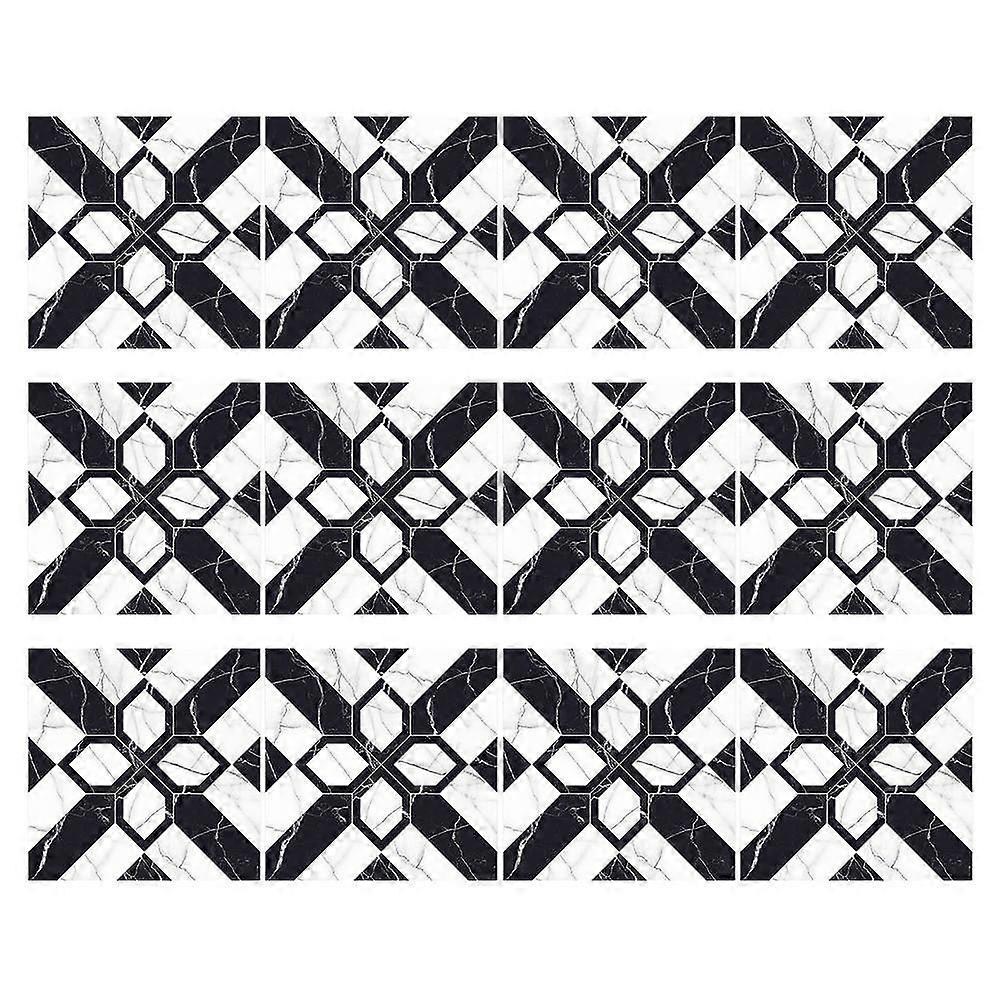 Black Marble Pattern Tile Stickers for Wall Decoration 24Pcs Adhesive Set