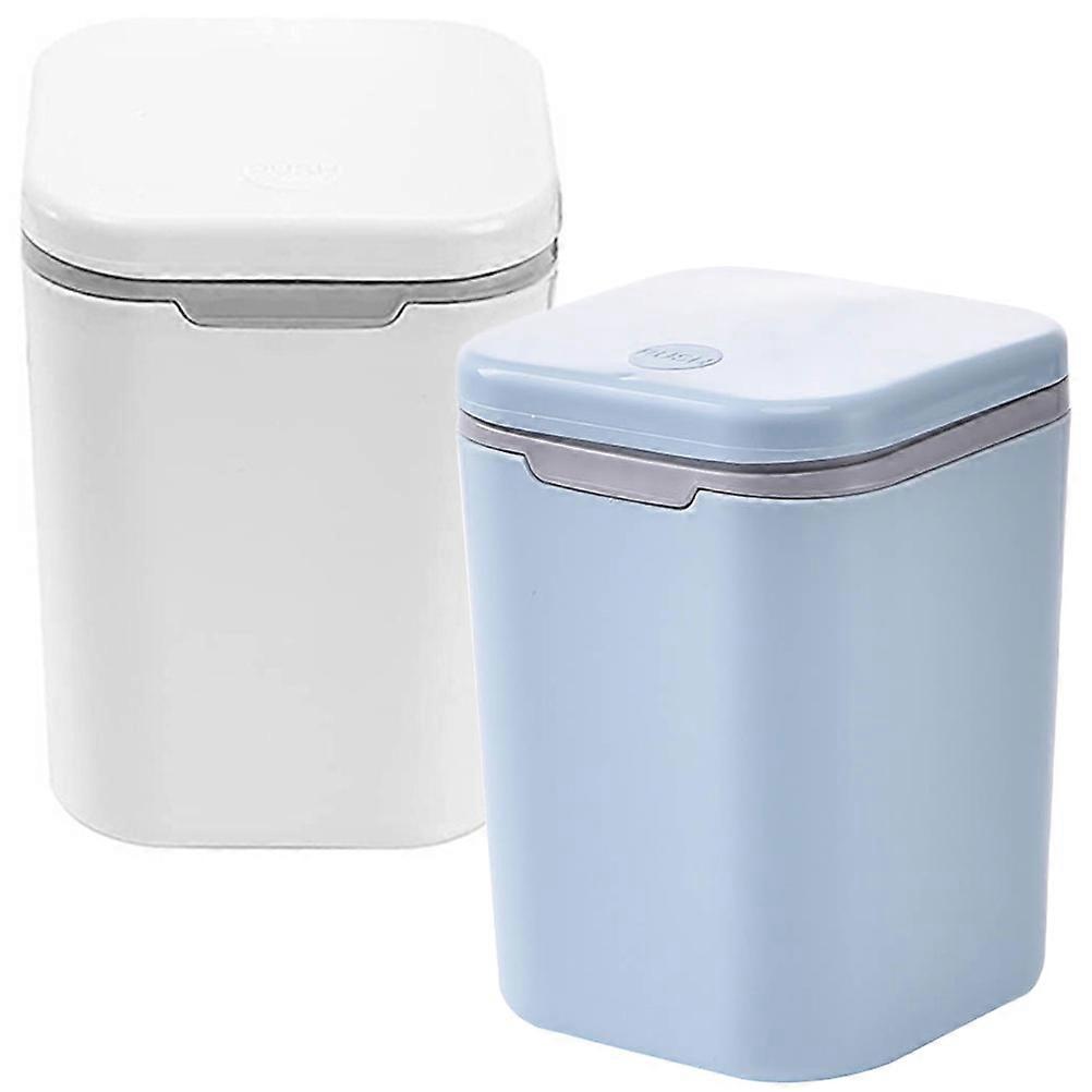 Tiny Garbage Container Lidded Trash Bin for Office Desk 2Pcs with Lid