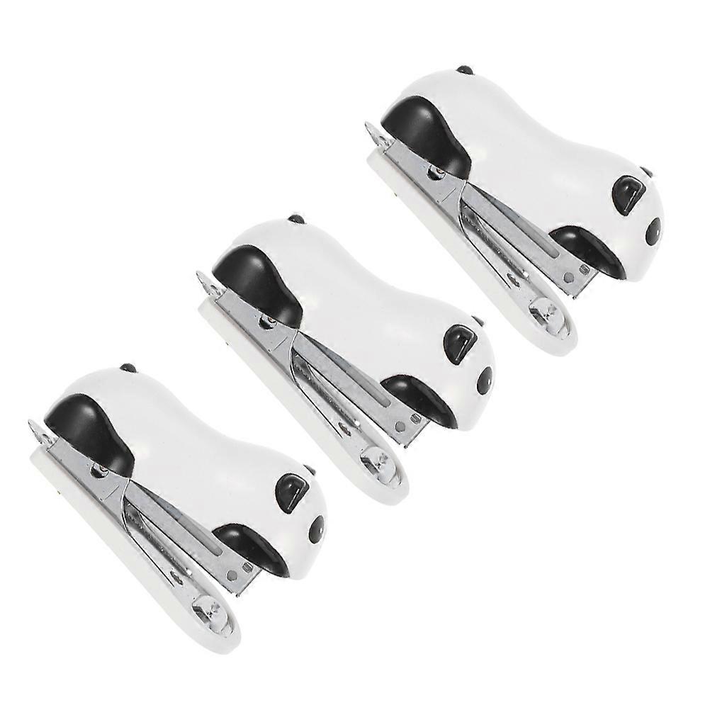 Cute Panda Desktop Stapler for Office Use 3Pcs Portable Handheld Set