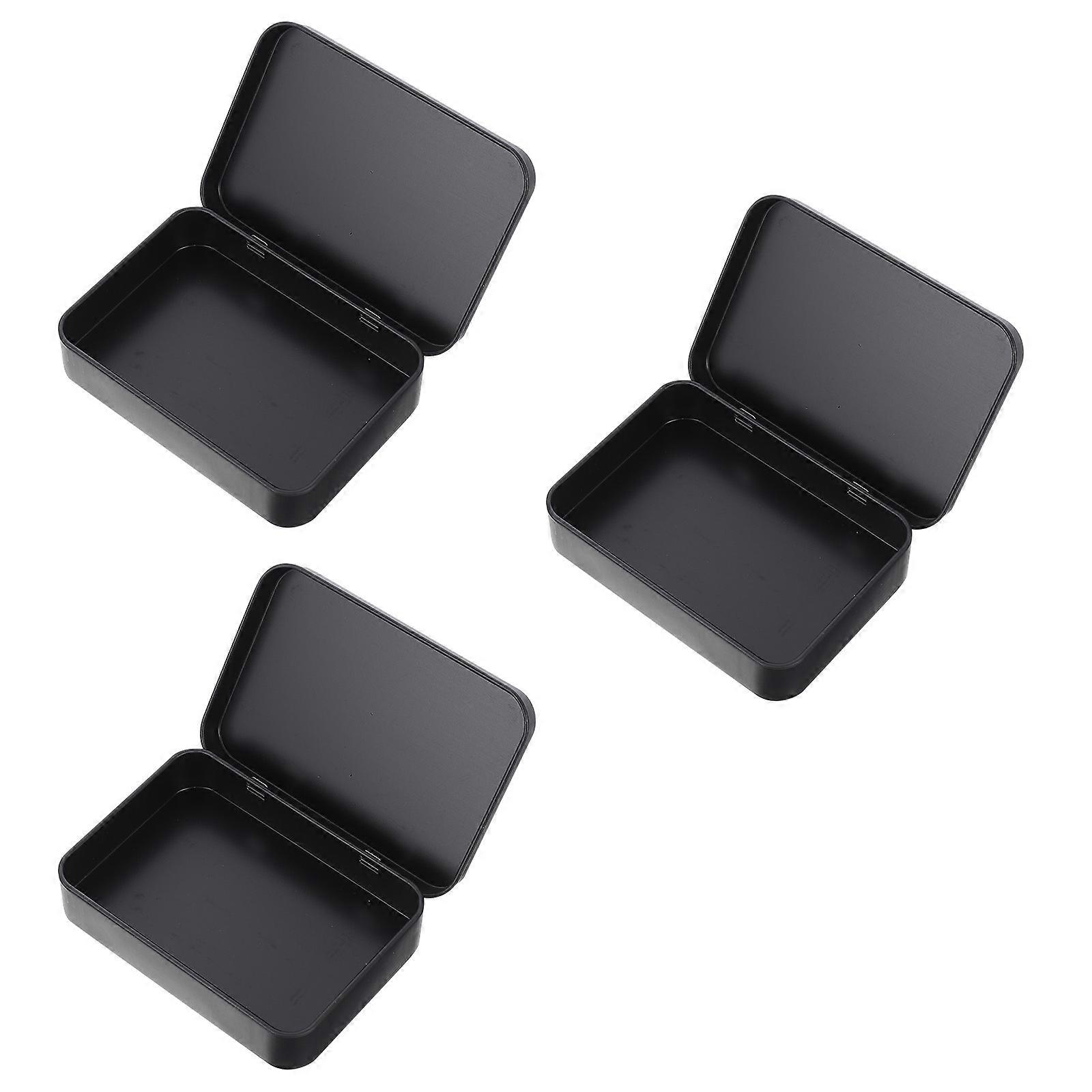 Black Iron Plaything Cards Box for Storage Use 3Pcs Durable Rectangular Case