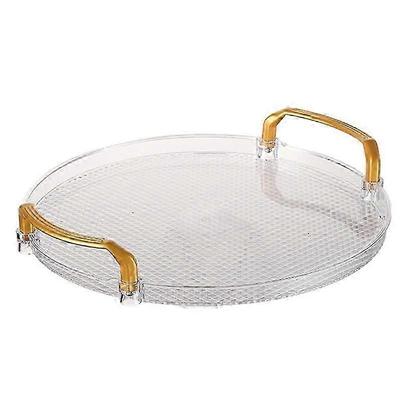 Clear round serving tray for coffee table decor