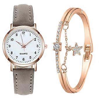 Klassiek dameshorloge met quartz uurwerk, lichtgevende wijzerplaat, retro, klein rond horloge met armband en bandje van mat leer, vintage polshorloge voor dames, ideaal als cadeau.