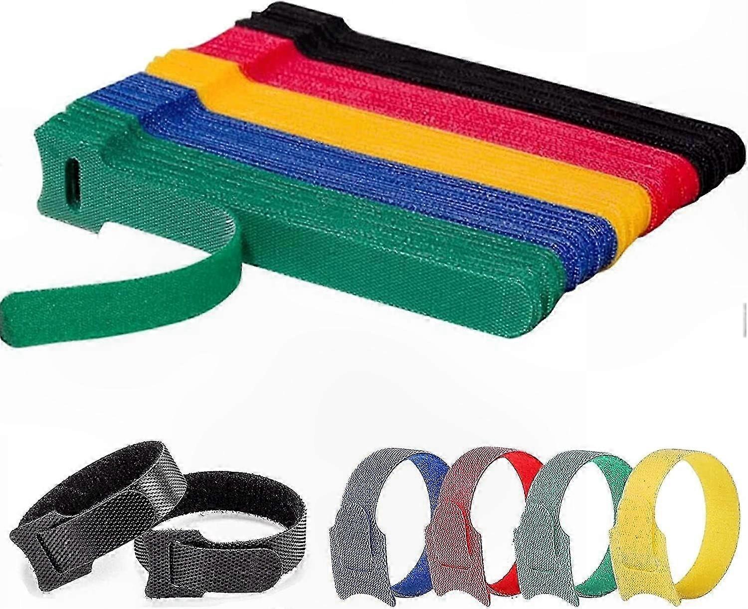 100-Pack 150x12mm Adjustable Hook and Loop Fastener Straps