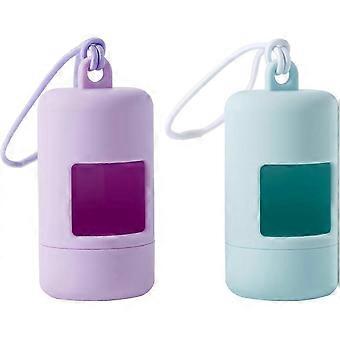 Dog Poop Bag Holder for Leash, 2-Pack Screw-Closure Dispenser with Elastic Band